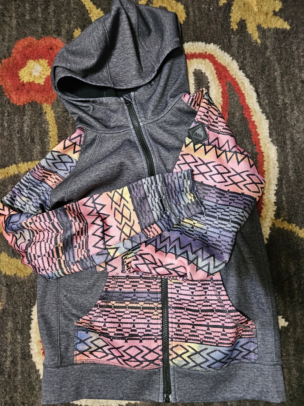 Burton Black Hooded Jacket with Pink & Teal Accent Loop